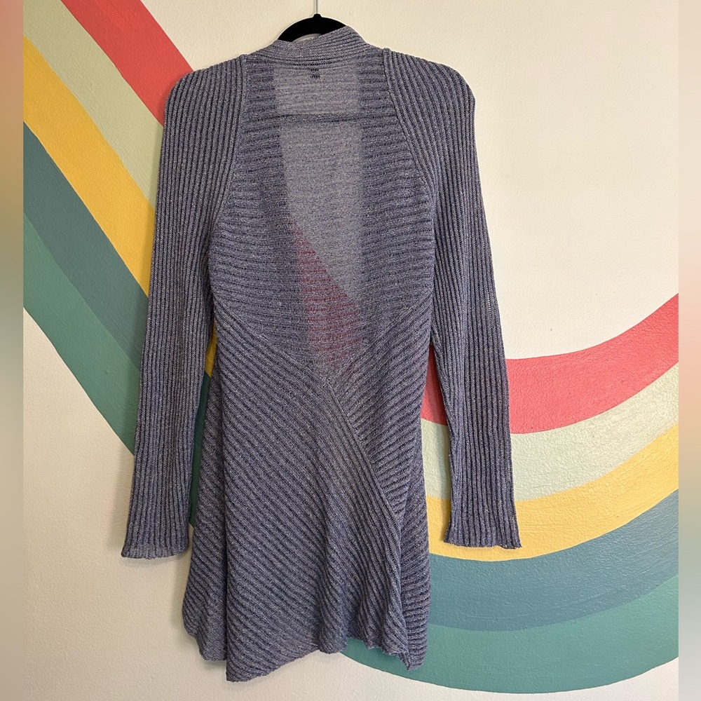 Eileen Fisher Open-Front Ribbed Knit Duster Sweater - Lavender - L - Picture 2 of 5